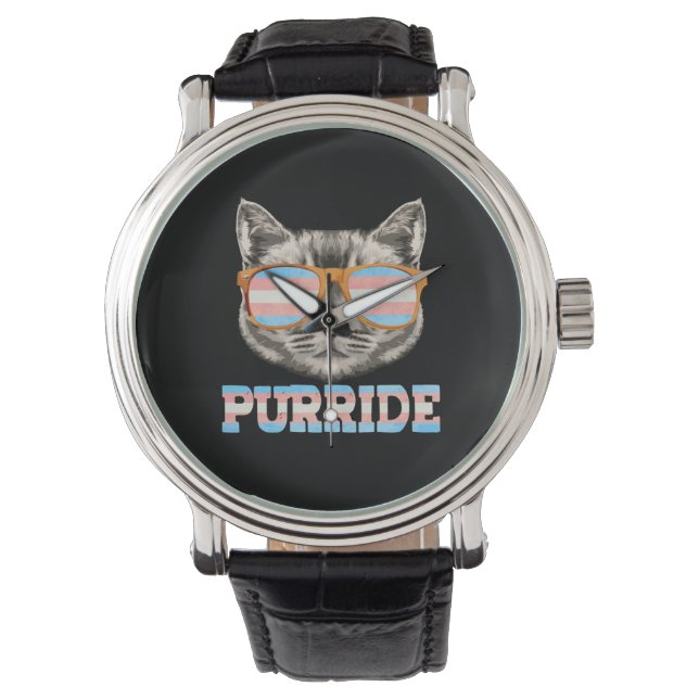 Purride Cat Pride LGBT Transgender Flag Trans Pet Watch (Front)