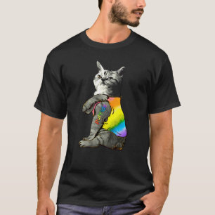Purride Cat  Pride Month Gay Rights Rainbow Cat Fl T-Shirt