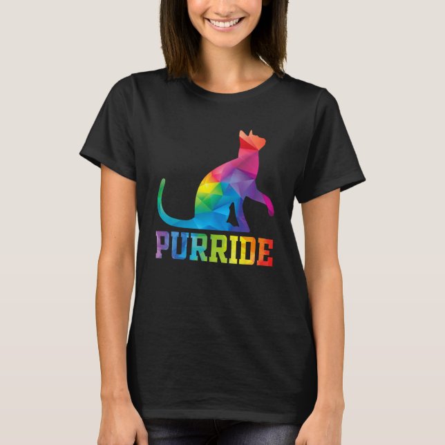 Purride Cat  Pride Month Gay Rights Rainbow Cat T-Shirt (Front)