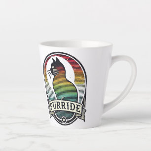 Purride Cat Pride Rainbow Retro Latte Mug