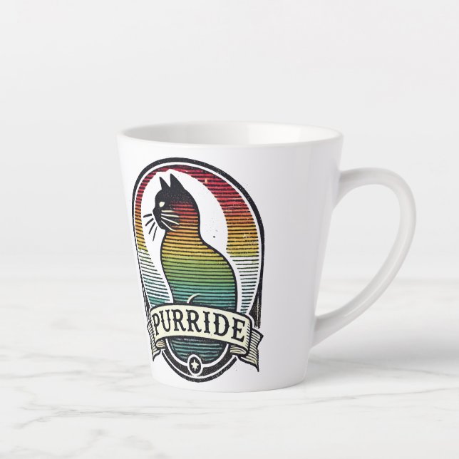 Purride Cat Pride Rainbow Retro                    Latte Mug (Right)