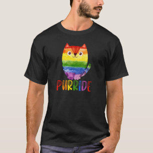 Purride Cat Rainbow Colour Lgbt Gay Pride Month Ki T-Shirt