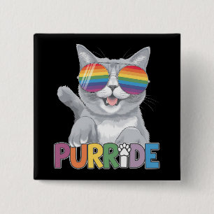 Purride Cat Sunglasses Gay Pride Rainbow LGBTQ 15 Cm Square Badge