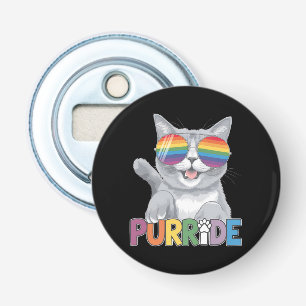 Purride Cat Sunglasses Gay Pride Rainbow LGBTQ Bottle Opener