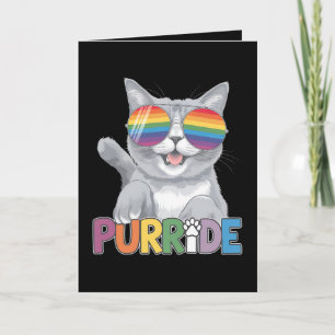 Purride Cat Sunglasses Gay Pride Rainbow LGBTQ Card