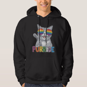 Purride Cat Sunglasses Gay Pride Rainbow LGBTQ Hoodie
