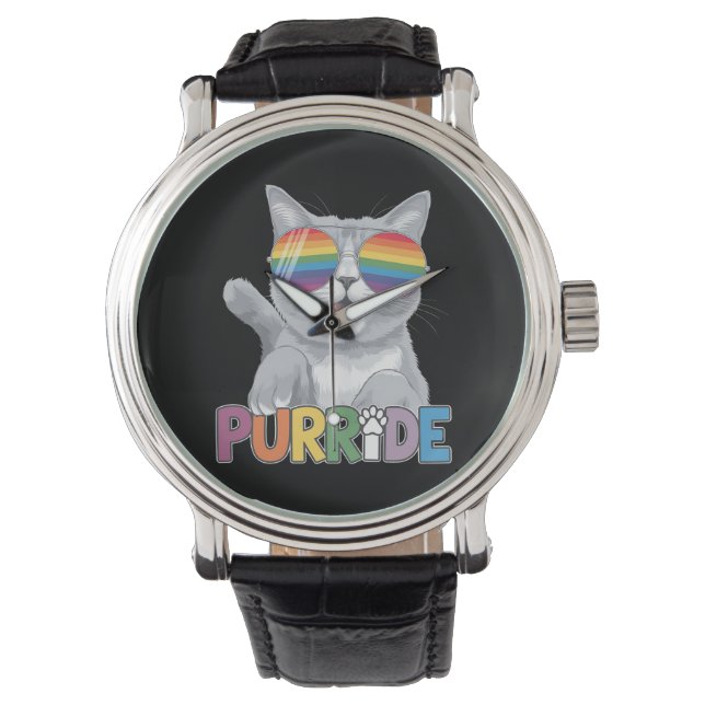 Purride Cat Sunglasses Gay Pride Rainbow LGBTQ Watch (Front)