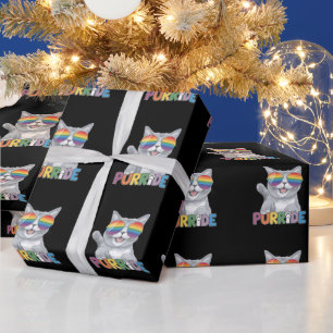 Purride Cat Sunglasses Gay Pride Rainbow LGBTQ Wrapping Paper
