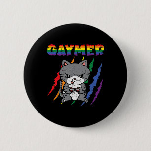 Purride Cat Video Game Gamer Lgbtq Rainbow Flag Ga 6 Cm Round Badge