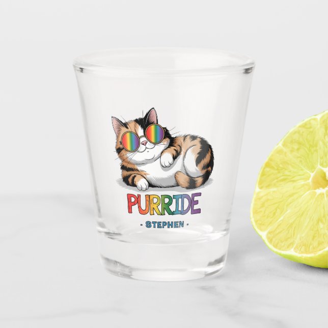 Purride - Cool Cat Pride | LGBTQ Shot Glass (Front)