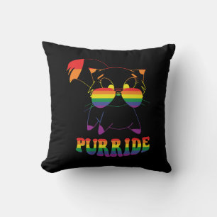 Purride Cute Gay Cat Lesbian Rainbow Cushion