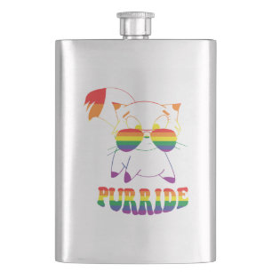 Purride Cute Gay Cat Lesbian Rainbow Hip Flask