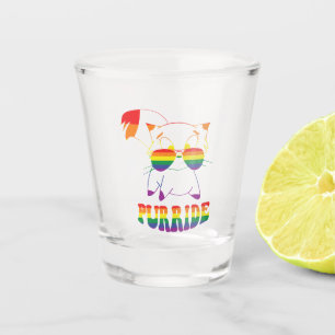 Purride   Cute Gay Cat   Lesbian   Rainbow Shot Glass