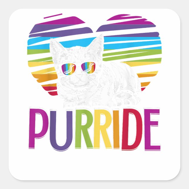 Purride LGBT Gay Pride Cat LGBTQ Pride Month 2019  Square Sticker (Front)