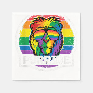 Purride Lion LGBT Colourful Cat Lion Gay Pride Rai Napkin