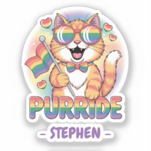 Purride – Orange Cat with Pride LGBTQ Flag
