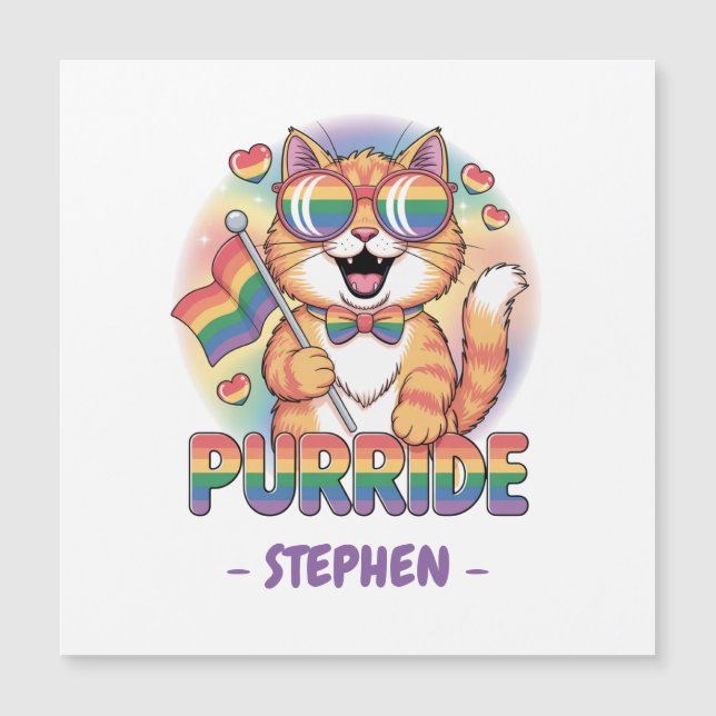 Purride – Orange Cat with Pride LGBTQ Flag (Front)