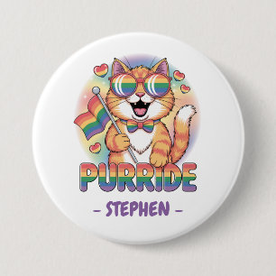Purride – Orange Cat with Pride LGBTQ Flag 7.5 Cm Round Badge