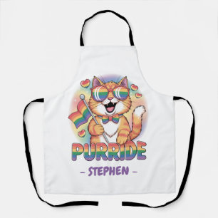 Purride – Orange Cat with Pride LGBTQ Flag Apron