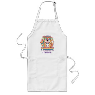 Purride – Orange Cat with Pride LGBTQ Flag Long Apron