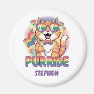 Purride – Orange Cat with Pride LGBTQ Flag Magnet