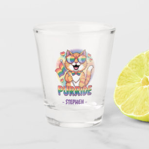 Purride – Orange Cat with Pride LGBTQ Flag Shot Glass