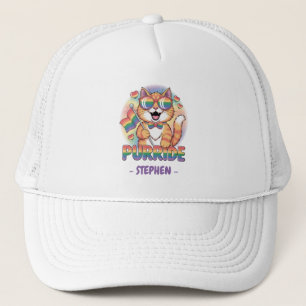 Purride – Orange Cat with Pride LGBTQ Flag Trucker Hat