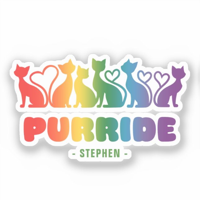 Purride – Rainbow Cat Silhouette LGBTQ+ Pride Pun (Front)