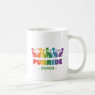 Purride – Rainbow Cat Silhouette LGBTQ+ Pride Pun Coffee Mug