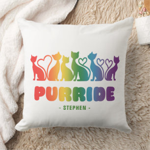 Purride – Rainbow Cat Silhouette LGBTQ+ Pride Pun Cushion