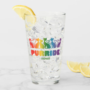 Purride – Rainbow Cat Silhouette LGBTQ+ Pride Pun Glass