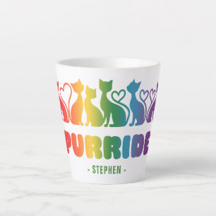 Purride – Rainbow Cat Silhouette LGBTQ+ Pride Pun Latte Mug