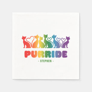 Purride – Rainbow Cat Silhouette LGBTQ+ Pride Pun Napkin