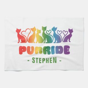 Purride – Rainbow Cat Silhouette LGBTQ+ Pride Pun Tea Towel