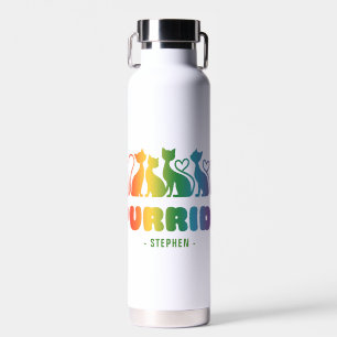 Purride – Rainbow Cat Silhouette LGBTQ+ Pride Pun Water Bottle