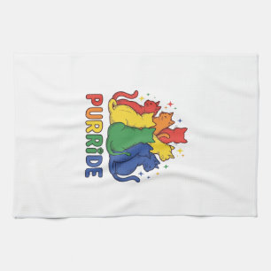 Purride Rainbow Cat Vintage Vector Design_1 Tea Towel