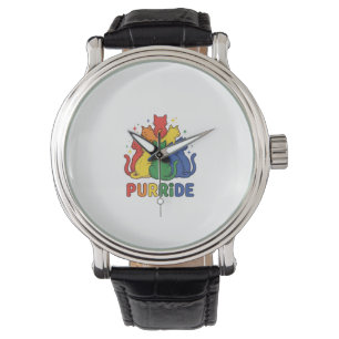 Purride Rainbow Cat Vintage Vector Design_1 Watch