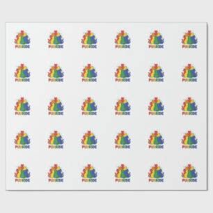 Purride Rainbow Cat Vintage Vector Design_1 Wrapping Paper