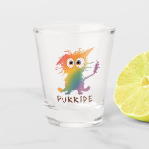 Purride – Rainbow Cat with Messy Fur LGBTQ Shot Glass