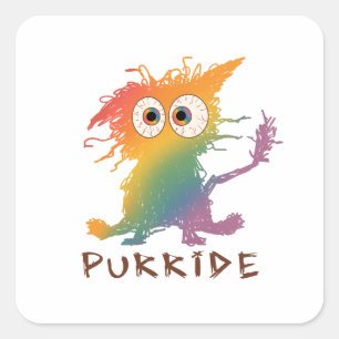 Purride – Rainbow Cat with Messy Fur LGBTQ Square Sticker