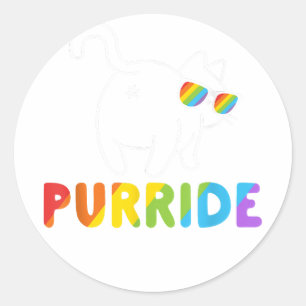Purride Shirt Funny Cat Gay LGBT Pride Tshirt Wome Classic Round Sticker