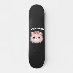 Purrincess Cute Pink Kitty Bow Design Skateboard