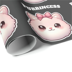 Purrincess Cute Pink Kitty Bow Design Wrapping Paper