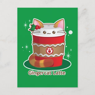 Purrista Pawfee: Cute Holiday Ginger Cat Coffee Postcard