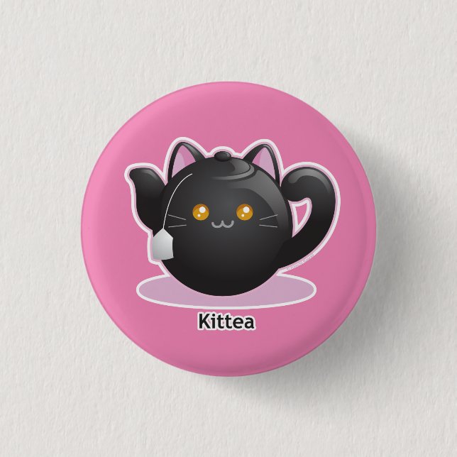 Purrista Pawfee: Kitty Tea Pot 3 Cm Round Badge (Front)