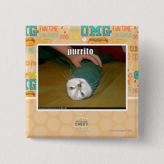 purrito 15 cm square badge (Front)