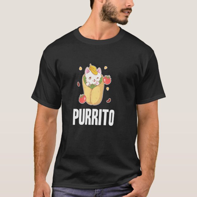 Purrito Cat Burrito Pun Funny Mexican Food Kitty T-Shirt (Front)