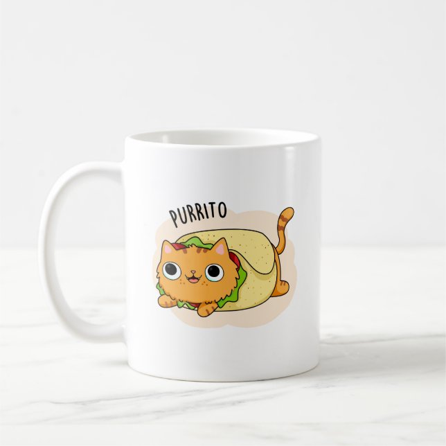 Purrito Funny Cat Burrito Pun  Coffee Mug (Left)