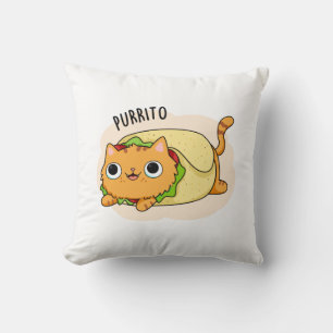 Purrito Funny Cat Burrito Pun  Cushion