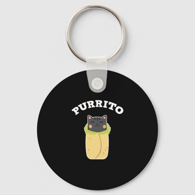 Purrito Funny Cat Pun Cat Lover Burrito Mexican Key Ring (Front)